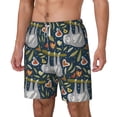 thumbnail image 1 of Picia Cute Sloth pattern Mens Swim Trunks with Compression Liner Stretch Beach Shorts Quick Dry with Zipper Pockets No-Chafing Board Shorts-Large, 1 of 9