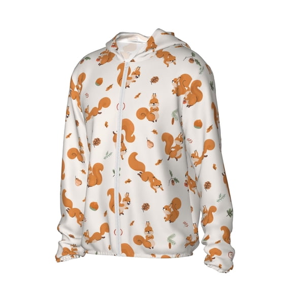 Picia Cute Squirrel Fall Women's Men's UPF 50+ Sun Protection Hoodie Shirt Long Sleeve SPF Fishing Outdoor UV Hiking Lightweight Shirts-Small