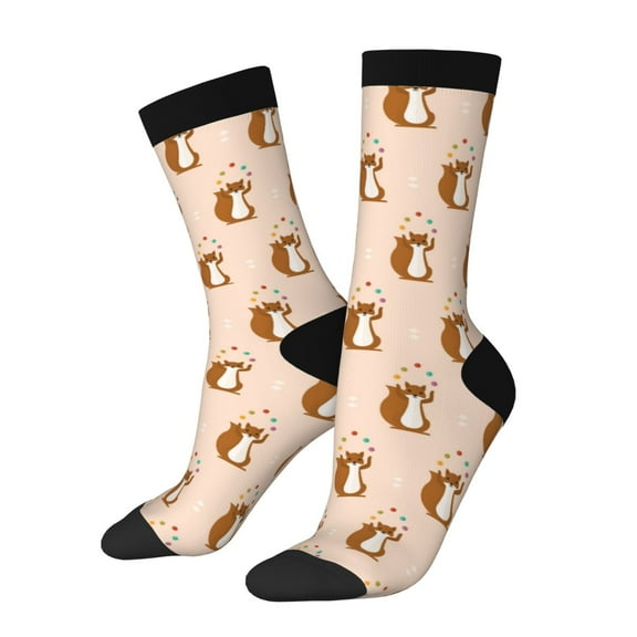 Picia Cute Squirrel Print Athletic Socks for Men & Women – Cushioned Moisture-Wicking Crew Socks for Sports, Running, and Training, Soft & Breathable Size 5-11