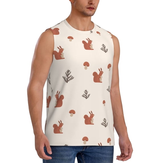 Picia Cute Squirrel mens Cotton Tank Undershirts , Moisture-wicking Ribbed Tanks, Lightweight Cotton Tank Undershirts-