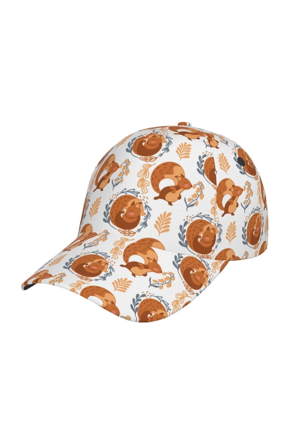 Cute Squirrel pattern Trucker Low Profile Hat Men Women Baseball Cap Dad Hat Adjustable Unconstructed Plain Cap