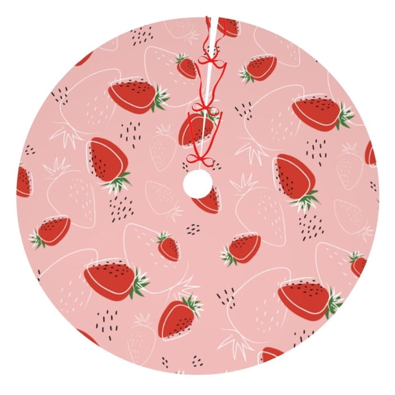 Picia Cute Strawberry C Print Christmas Tree Skirt , Christmas Tree Skirt Ornaments for Merry Christmas Holiday Party Decorations Indoor Outdoor-30"