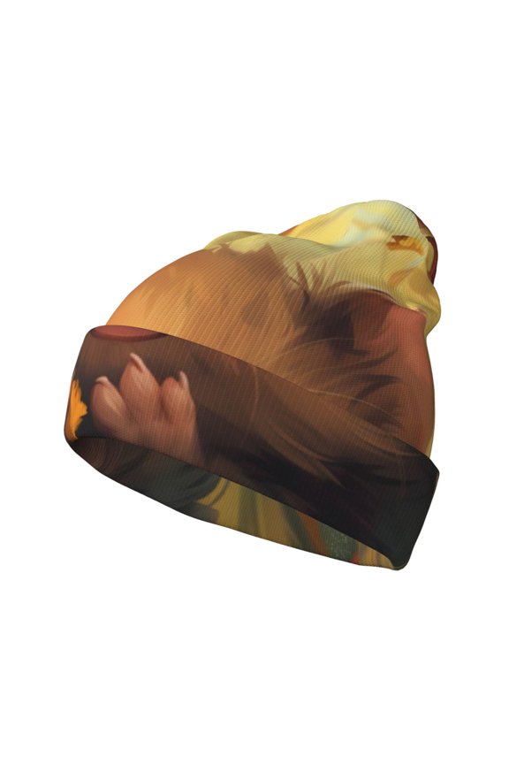 Cute Sunflower Guinea Pig Pattern Knitted Beanie Hat for Men and Women , Unisex Winter Warm Stretchy Knit Cap Thick Fisherman Beanies Cuffed Plain Skull Caps