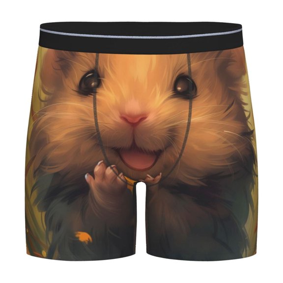 Picia Cute Sunflower Guinea Pig Pattern Men's Athletic Long Leg Briefs , Performance Stretch Underwear，Moisture-Wicking