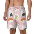 thumbnail image 1 of Picia Cute Sushi pattern Mens Swim Trunks with Compression Liner Stretch Beach Shorts Quick Dry with Zipper Pockets No-Chafing Board Shorts-Large, 1 of 9