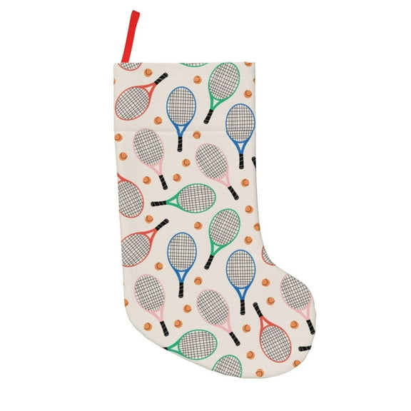 Picia Cute Tennis Racket Pattern Christmas Stockings, 18 Inches Knit Christmas Stockings, Stockings Christmas Cable Knitted Xmas Hanging Stockings