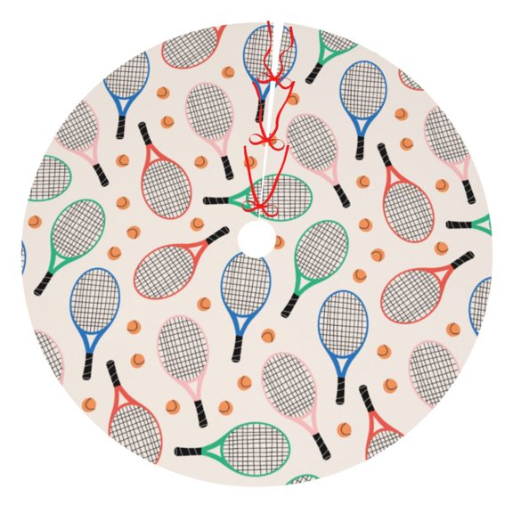 Picia Cute Tennis Racket Print Christmas Tree Skirt , Christmas Tree Skirt Ornaments for Merry Christmas Holiday Party Decorations Indoor Outdoor-30"