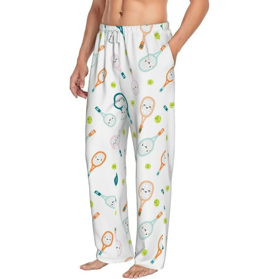 Picia Cute Tennis Rackets Mens Soft Woven Cotton Elastic Waistband Sleep Pajama Pant Lounge Sleep Pant With Pockets And Drawstring-X-Large