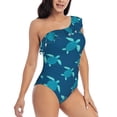 thumbnail image 1 of Picia Cute Turtle Pattern Women's One Piece Swimsuits,One Shoulder Swimwear Asymmetric ,Ruffle Monokinis Bathing Suits,High Waisted Flattering Bathing Suits-Medium, 1 of 8