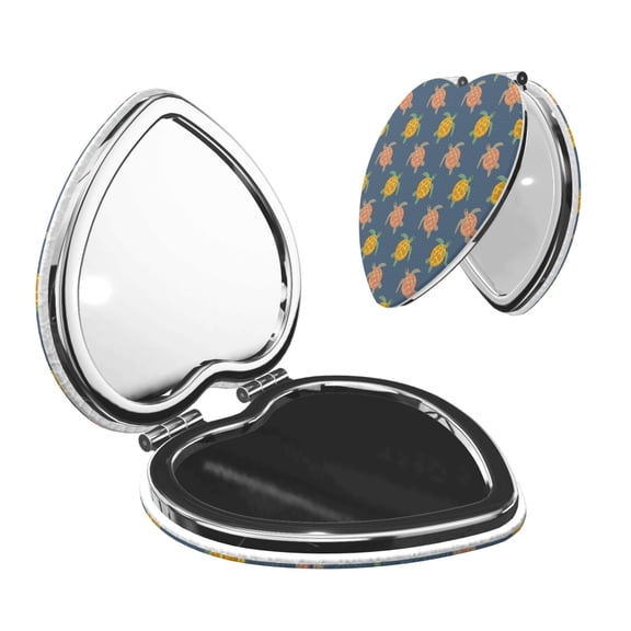 Picia Cute Turtle for Compact Vanity Mirror , Travel Makeup Mirror , Portable Magnifying Cosmetic Mirror for Daily, Work, Business-Heart Shape