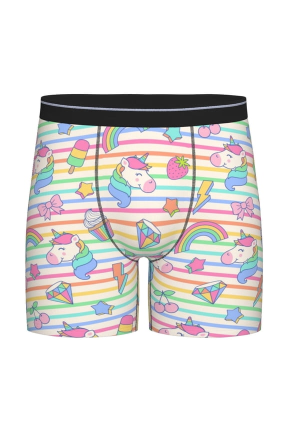 Cute Unicorn Pattern Men's Athletic Long Leg Briefs , Performance Stretch Underwear,Moisture-Wicking