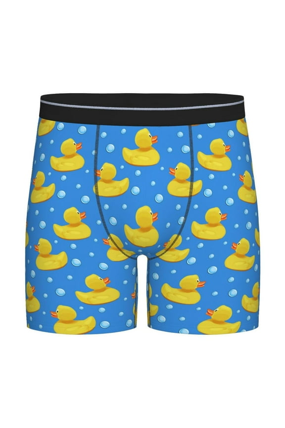 Cute Yellow Rubber Ducks Pattern Men's Athletic Long Leg Briefs , Performance Stretch Underwear，Moisture-Wicking