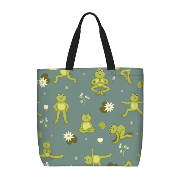 Picia Cute Yoga Frogs for Tote Bag for Women with Zipper, Gym Tote with Compartments, Laptop Work Tote Nurse Dance Yoga Bag for Sport, Travel