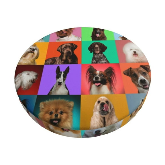 Picia Cute doggies Pattern Round Stool Covers Comfy Seat Covers Stretch Removable Washable Chair Slipcover Round Bar Chair Cushion Cover-12 inch