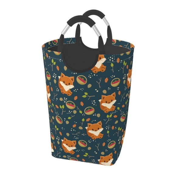 Picia Cute plant fox Laundry Basket With Handles Laundry Hamper Toys Storage Organizer Foldable Bucket Washing Bin Dirty Clothes Bag For Home Bathroom Bedroom Dorm
