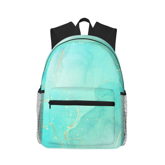 Picia Cyan Mint Marble Large Capacity Backpack Classic Style Backpack Casual Backpack Water-Resistant School Work Travel Outdoor Backpack