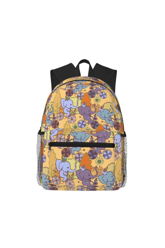 Cycling Elephant On Bicycle In Park Large Capacity Backpack Classic Style Backpack Casual Backpack Water-Resistant School Work Travel Outdoor Backpack