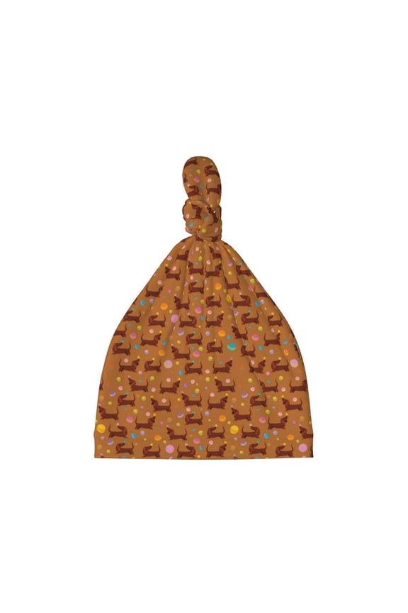 Dachshund And Ball Printed Preemie Hats for Baby Girls Cotton Premature Knot Hats Newborn Hospital Cap Warm Knot Beanie Nicu for Preemie Girls and Boys