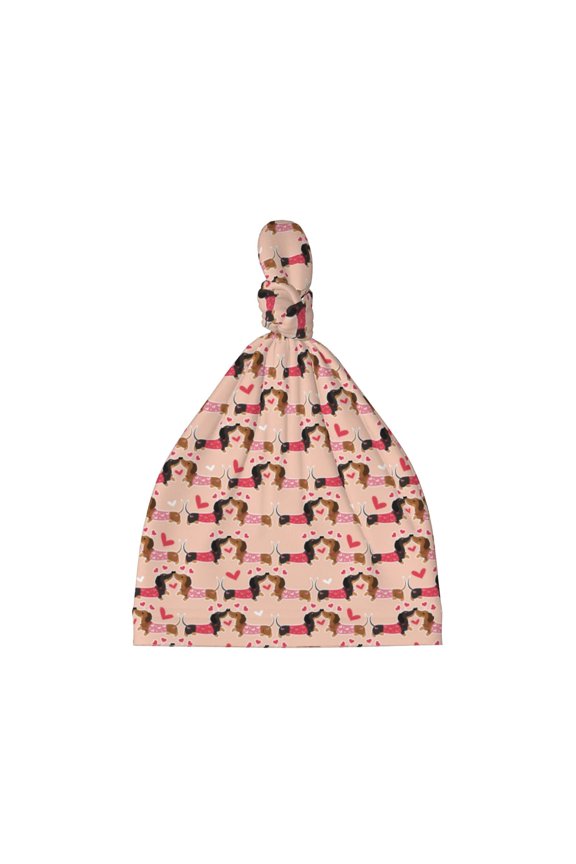 Dachshund Couple Printed Preemie Hats for Baby Girls Cotton Premature Knot Hats Newborn Hospital Cap Warm Knot Beanie Nicu for Preemie Girls and Boys