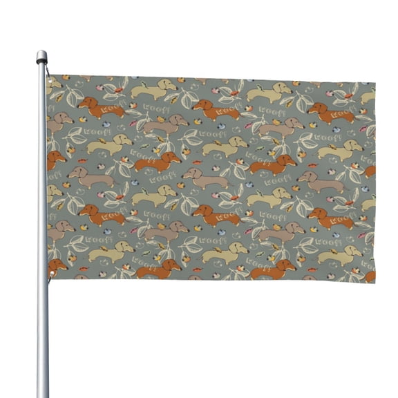 Picia Dachshund Dog Bird Printed Flag ,Dachshund Dog Bird Pattern Garden Flag Vertical Double,Yard Lawn Outdoor Decor 48x72"