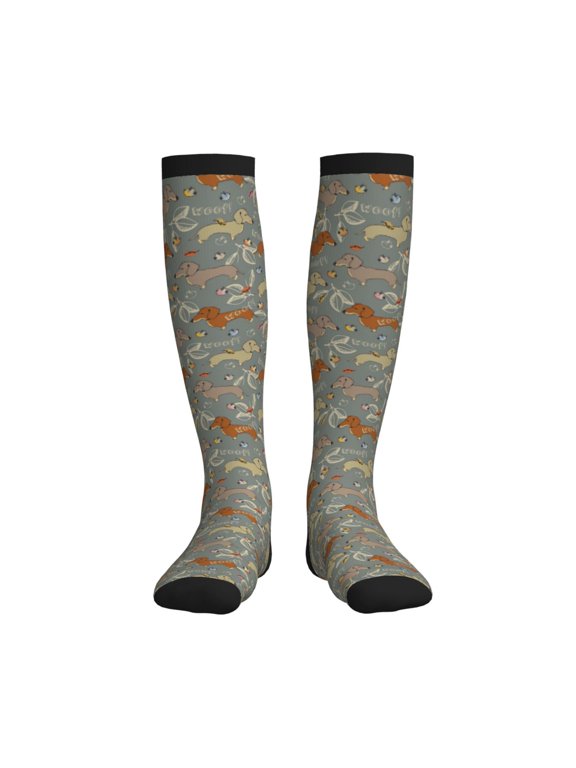 Dachshund Dog Bird Printed Sports Compression Socks - 15-20mmHg Graduated Compression, High-Performance Soft and Breathable Socks for Men and Women