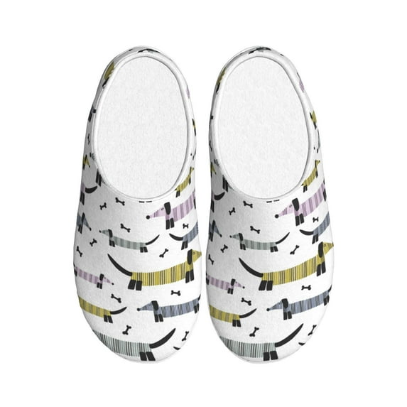 Picia Dachshund Dog Puppy for Women's Lamb-hug Comfy Fleece House Slippers Memory Foam, Slip-on House Shoes Indoor Outdoor-37/38