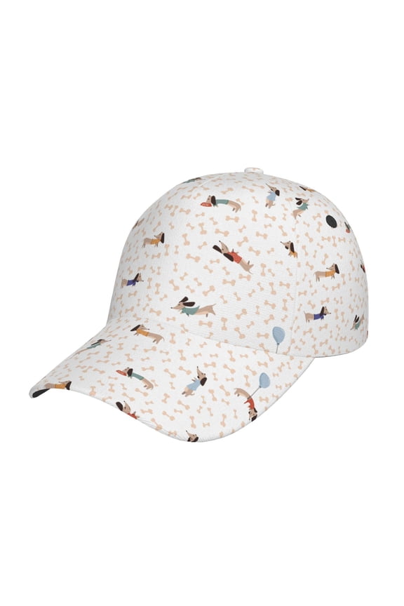 Dachshund Dog Puppy pattern Trucker Low Profile Hat Men Women Baseball Cap Dad Hat Adjustable Unconstructed Plain Cap