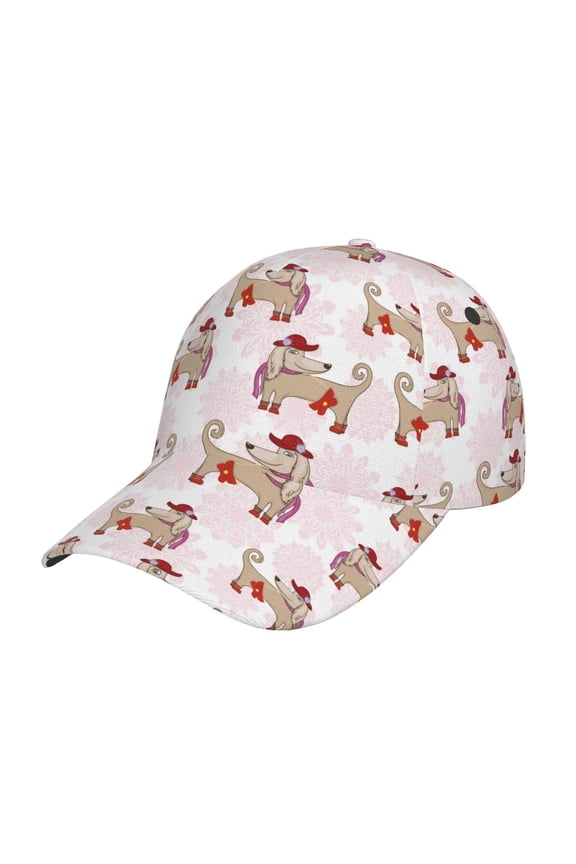 Dachshund Dog Puppy pattern Trucker Low Profile Hat Men Women Baseball Cap Dad Hat Adjustable Unconstructed Plain Cap