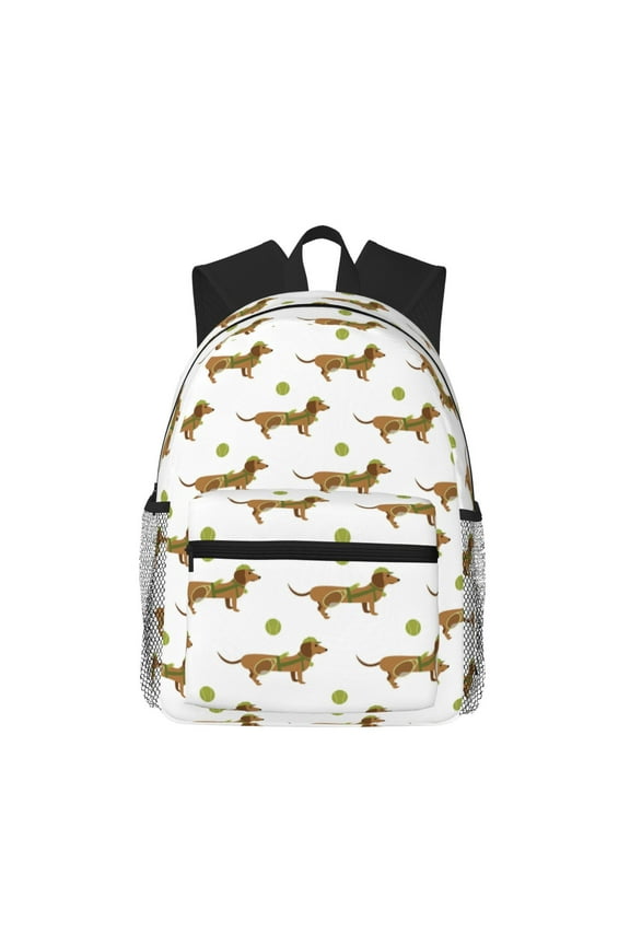 Dachshund Going To Play Tennis Large Capacity Backpack Classic Style Backpack Casual Backpack Water-Resistant School Work Travel Outdoor Backpack