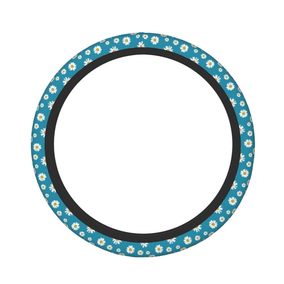 Picia Daisies Flowers Car Steering Wheel Cover, Non-Slip, Breathable, Universal 15 inch