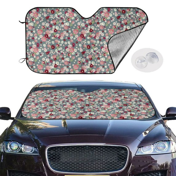Picia Daisies Flowers Curved Windshield Sunshade Accordion Folding Style Auto Shade for Car Truck SUV Van Blocks UV Ray Sun Visor Protector -Small