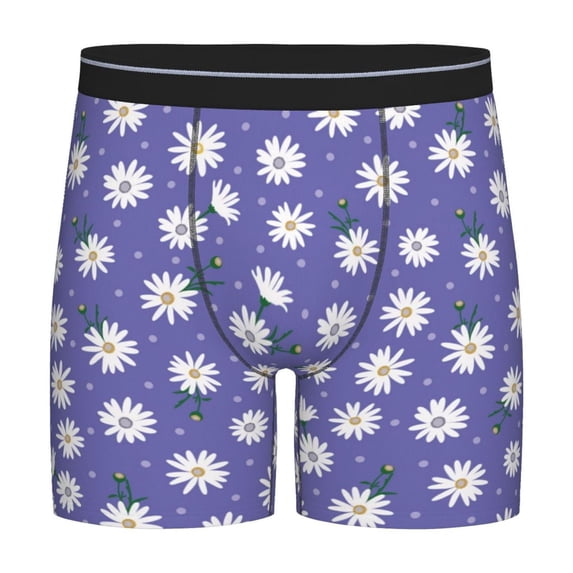 Picia Daisies Flowers Pattern Men's Athletic Long Leg Briefs , Performance Stretch Underwear,Moisture-Wicking