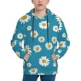 thumbnail image 1 of Picia Daisies Flowers Pattern Youth Hoodie - Warm Pullover Sweatshirt with Kangaroo Pocket, Ideal for Boys and Girls-X-Large, 1 of 6