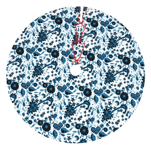 Picia Daisies Flowers Print Christmas Tree Skirt , Christmas Tree Skirt Ornaments for Merry Christmas Holiday Party Decorations Indoor Outdoor-48"