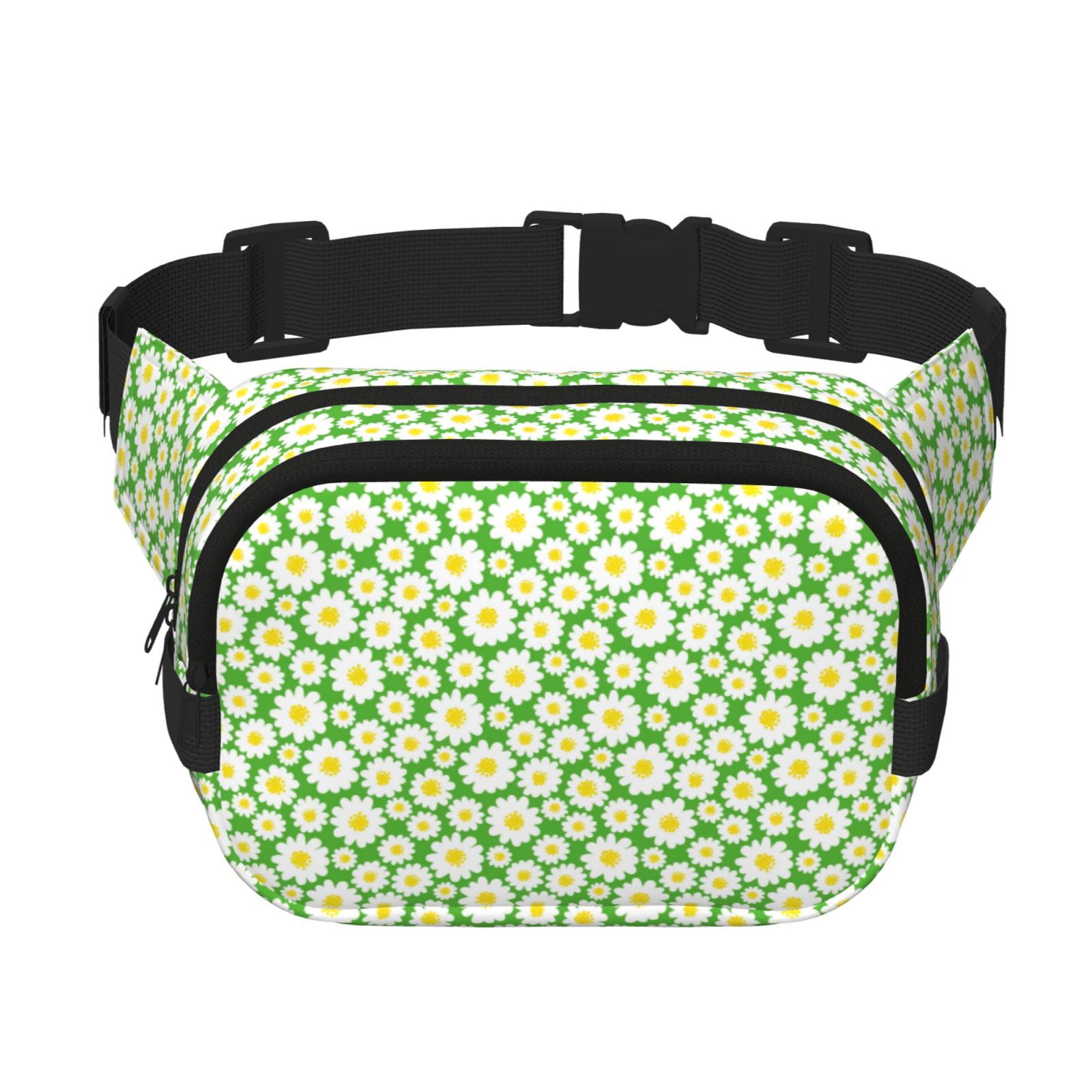 Picia Daisies Flowers Print Square Double-Layer Waist Bag Mini Adjustable Waist Belt Bag Exercise Running Travel Hiking