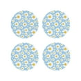 thumbnail image 1 of Picia Daisies Flowers Printed Leather Coasters for Drinks, 4" Drink Coasters Set of 4 for Tabletop Protection, Handmade Luxurious Home Décor and Housewarming Gift -Round Shape, 1 of 6