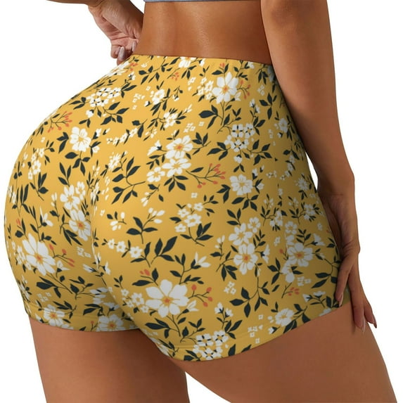 Picia Daisies Flowers Printed Workout Shorts for Women Seamless Scrunch Butt Lifting High Waisted Yoga Gym Booty Running Moisture-wicking Short Pants-Small
