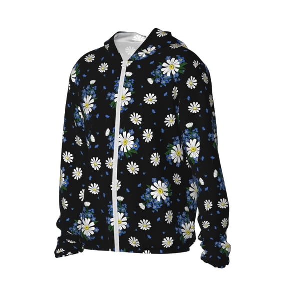 Picia Daisies Flowers Women's Men's UPF 50+ Sun Protection Hoodie Shirt Long Sleeve SPF Fishing Outdoor UV Hiking Lightweight Shirts-Small