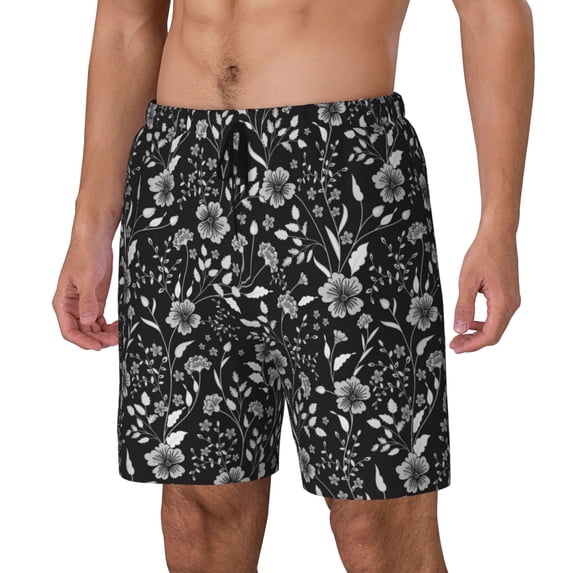 Picia Daisies Flowers pattern Mens Swim Trunks with Compression Liner Stretch Beach Shorts Quick Dry with Zipper Pockets No-Chafing Board Shorts-3X-Large