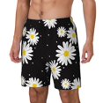 thumbnail image 1 of Picia Daisies Flowers pattern Mens Swim Trunks with Compression Liner Stretch Beach Shorts Quick Dry with Zipper Pockets No-Chafing Board Shorts-Small, 1 of 9
