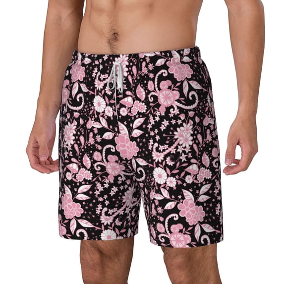 Picia Daisies Flowers pattern Mens Swim Trunks with Compression Liner Stretch Beach Shorts Quick Dry with Zipper Pockets No-Chafing Board Shorts-XX-Large