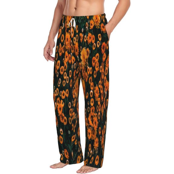 Picia Daisies Mens Soft Woven Cotton Elastic Waistband Sleep Pajama Pant Lounge Sleep Pant With Pockets And Drawstring-Small