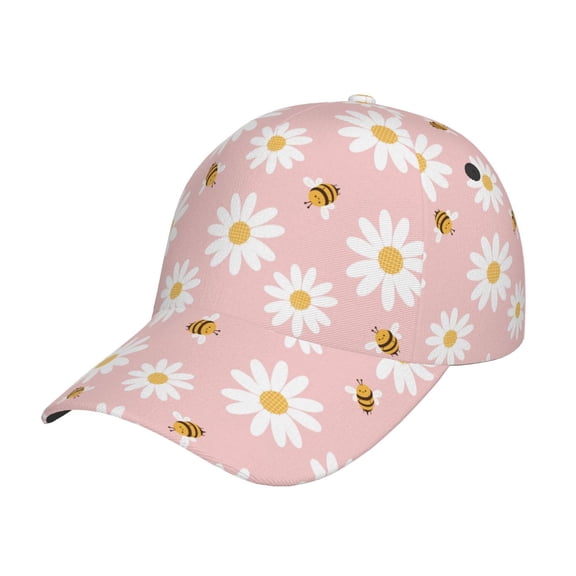 Picia Daisy And Bee pattern Trucker Low Profile Hat Men Women Baseball Cap Dad Hat Adjustable Unconstructed Plain Cap