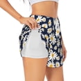 thumbnail image 1 of Picia Daisy Floral Pattern Women's 2 in 1 Athletic Running Shorts High Waisted Workout Casual Gym Sweat Shorts with Comfy Liner Zipper Pockets-Large, 1 of 9