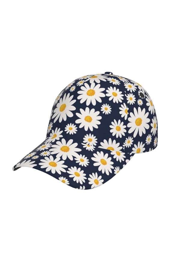 Daisy Floral pattern Trucker Low Profile Hat Men Women Baseball Cap Dad Hat Adjustable Unconstructed Plain Cap