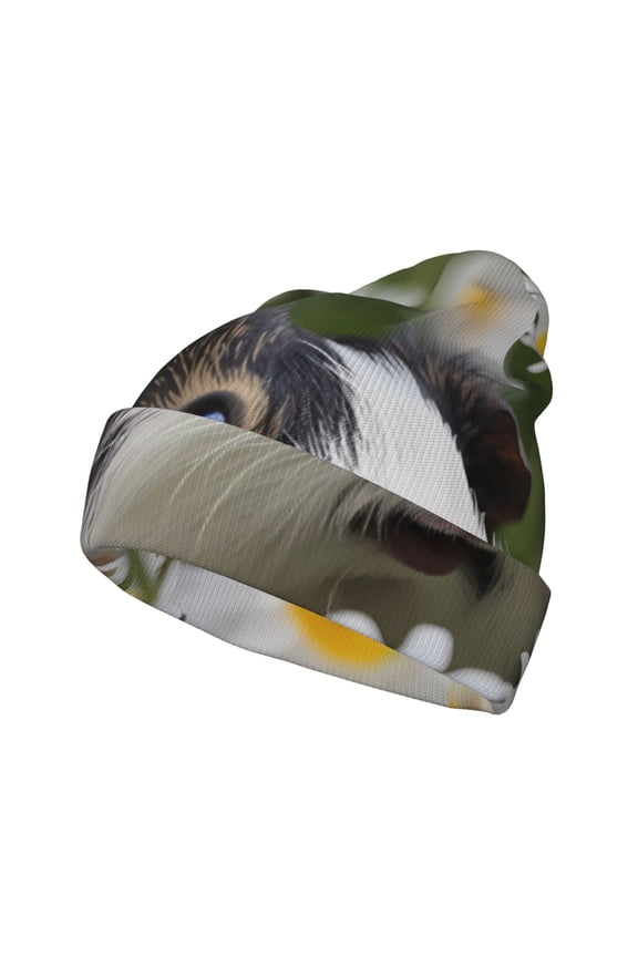 Daisy Guinea Pig Pattern Knitted Beanie Hat for Men and Women , Unisex Winter Warm Stretchy Knit Cap Thick Fisherman Beanies Cuffed Plain Skull Caps