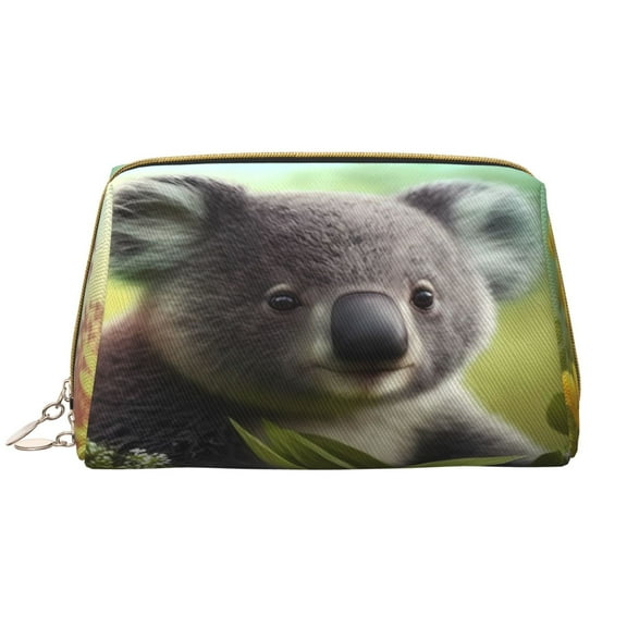 Picia Daisy Koala Print Leather Makeup Bag Make Up Bag Travel Toiletry Bag for Her Girlfriend Teacher Teen Girl Gifts