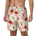 thumbnail image 1 of Picia Daisy and Ladybug pattern Mens Swim Trunks with Compression Liner Stretch Beach Shorts Quick Dry with Zipper Pockets No-Chafing Board Shorts-X-Large, 1 of 9
