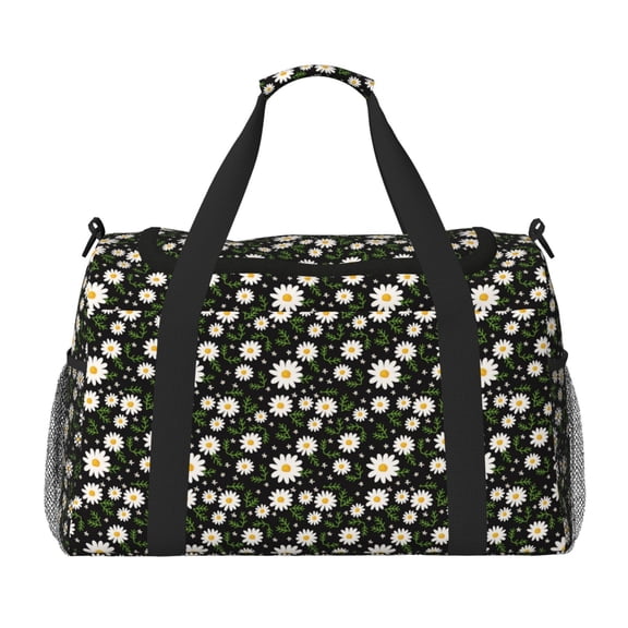 Picia Daisy Print Travel Duffle Bag,Weekender Bags for Women with Shoe Compartment, Gym Duffel Bag with Wet Pocket, Hospital Bags for Labor and Delivery
