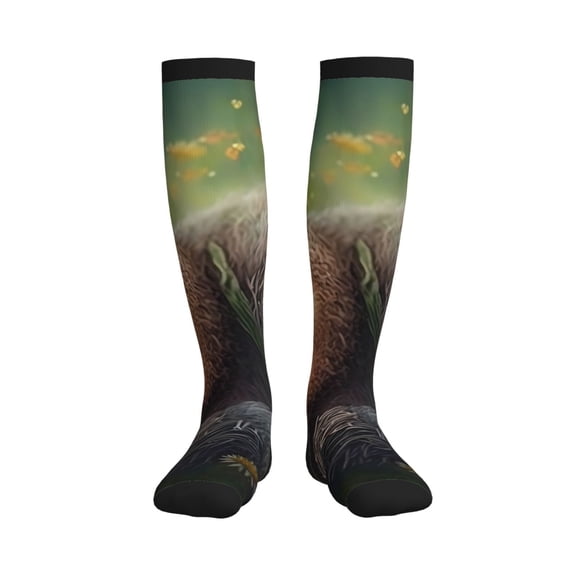 Picia Daisy Sleeping Sloth Printed Sports Compression Socks - 15-20mmHg Graduated Compression, High-Performance Soft and Breathable Socks for Men and Women